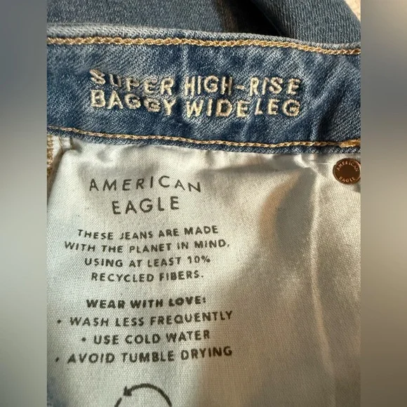 American Eagle Super High Rise Baggy Wide Leg Jeans 👖 - Picture 11 of 12